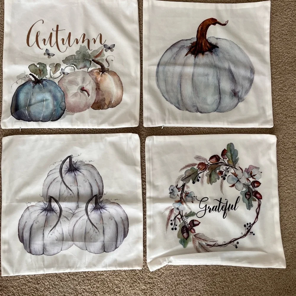 Autumn‎ Pumpkin Themed Pillow Covers ONLY